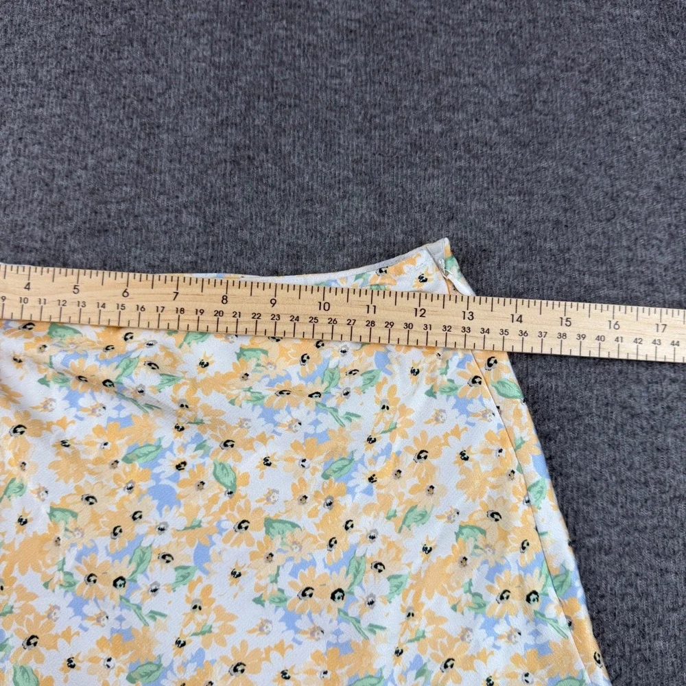 Princess Polly Mini Skirt Women's 4 Yellow Floral A-Line Lined Side Zip